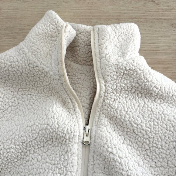 Alo Yoga Teddy Sherpa Crop Zip Jacket Bomber Ivory Winter White XS - Picture 8 of 13
